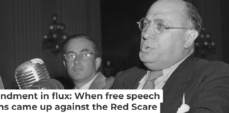 Hollywood screenwriter Samuel Ornitz speaks before the House Un-American Activities Committee in Washington, D.C., on Oct. 29, 1947. UPI/Bettmann Archive via Getty Images